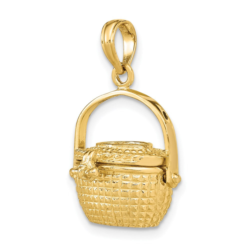 14k Yellow Gold 16.9 mm 3-D Nantucket Basket Moveable Lid Charm (5.37 grams)