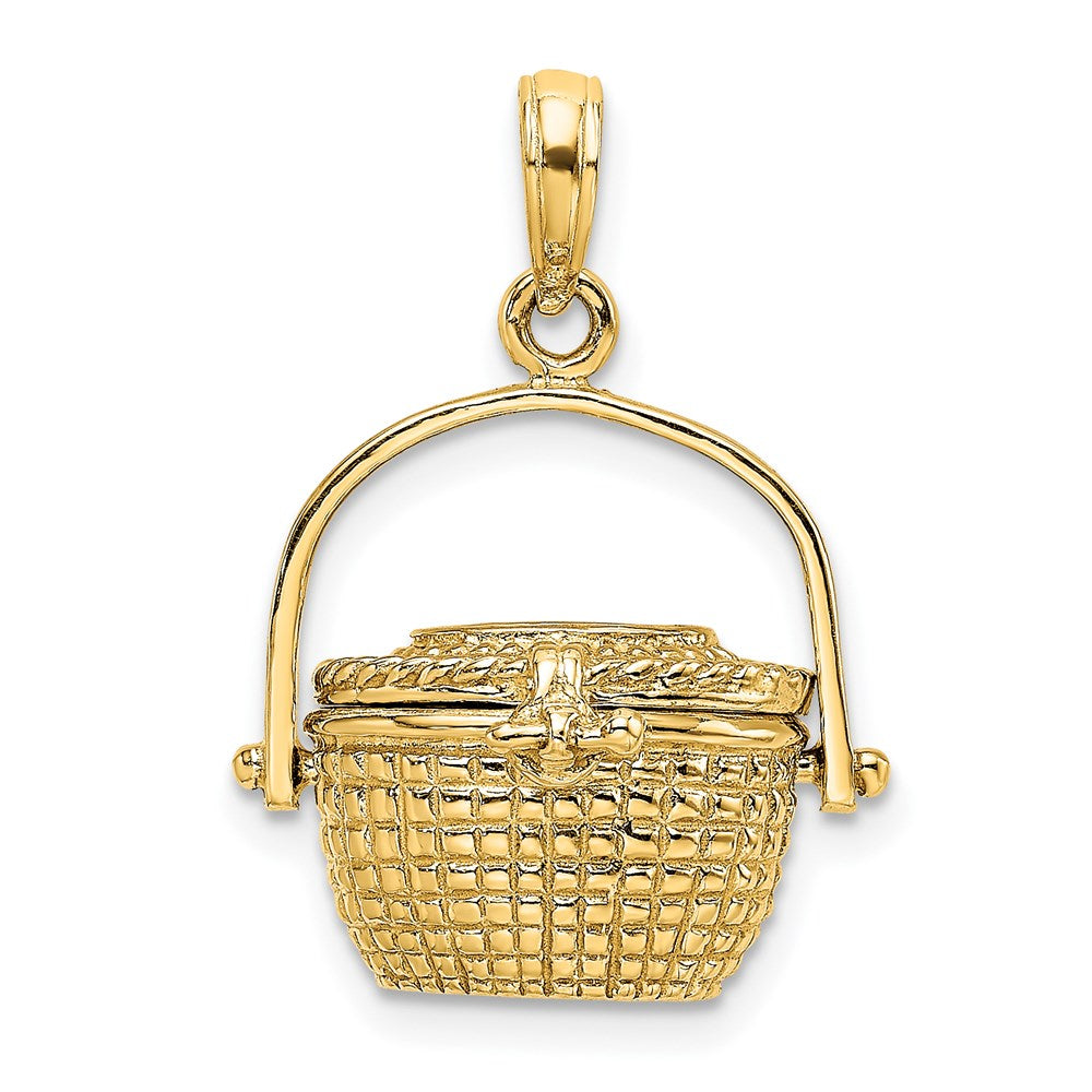 14k Yellow Gold 16.9 mm 3-D Nantucket Basket Moveable Lid Charm (5.37 grams)
