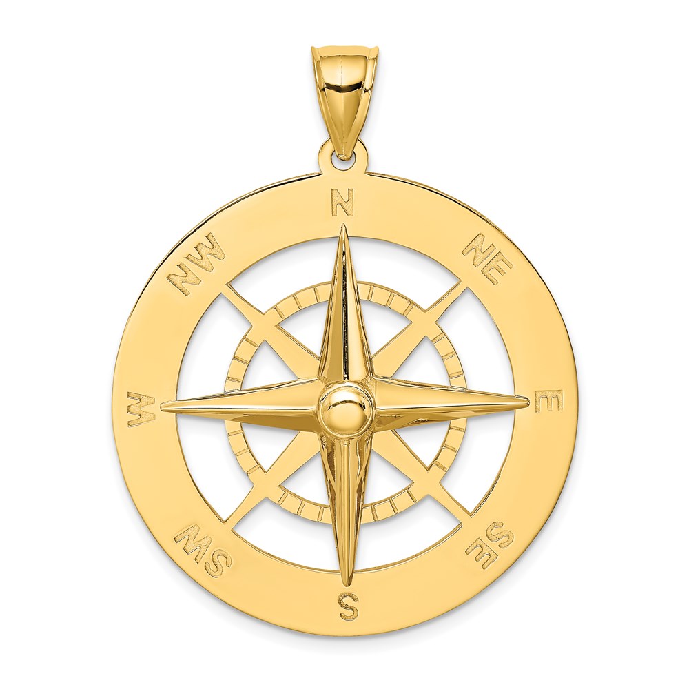 14k Yellow Gold 33.3 mm Nautical Compass Charm (9.86 grams)
