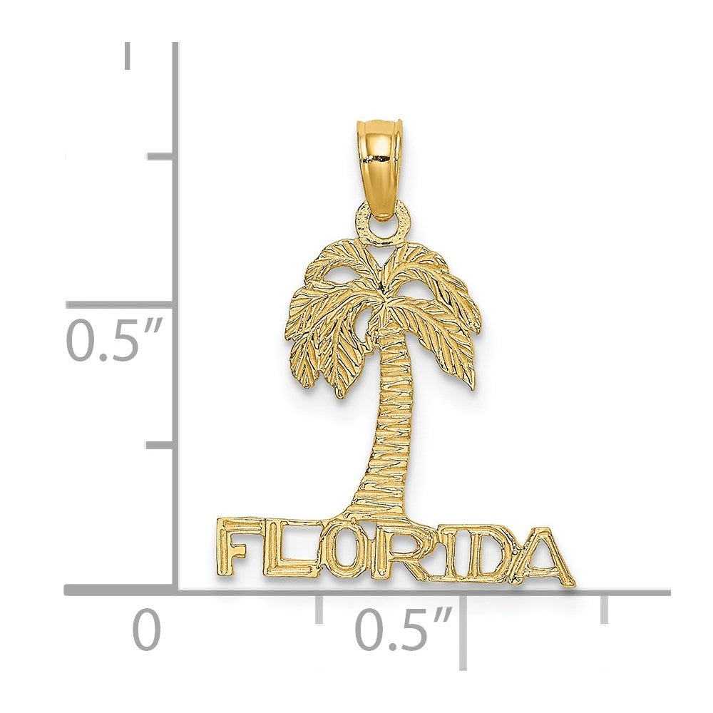 14k Yellow Gold 17.3 mm FLORIDA Palm Tree Charm (0.79 grams)