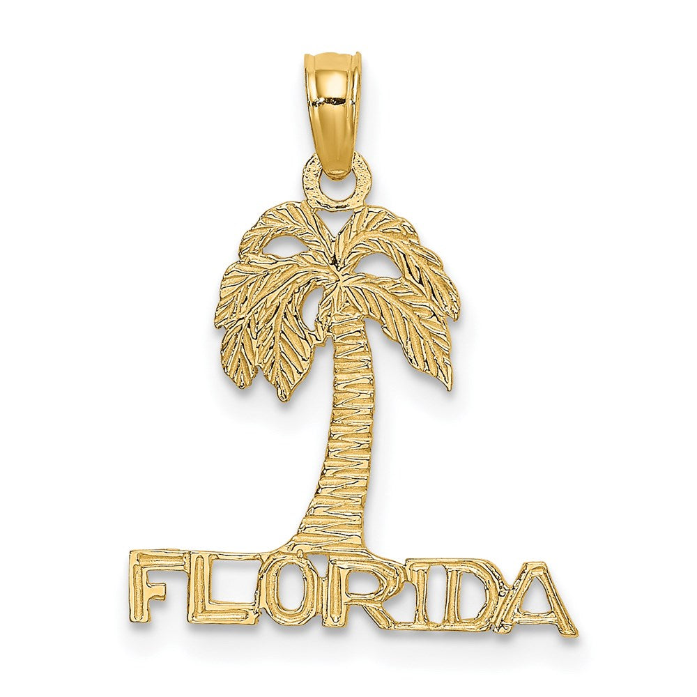 14k Yellow Gold 17.3 mm FLORIDA Palm Tree Charm (0.79 grams)