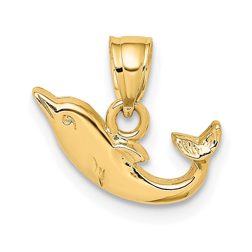 14k Yellow Gold 13.55 mm Polished Mini Dolphin Charm (0.46 grams)