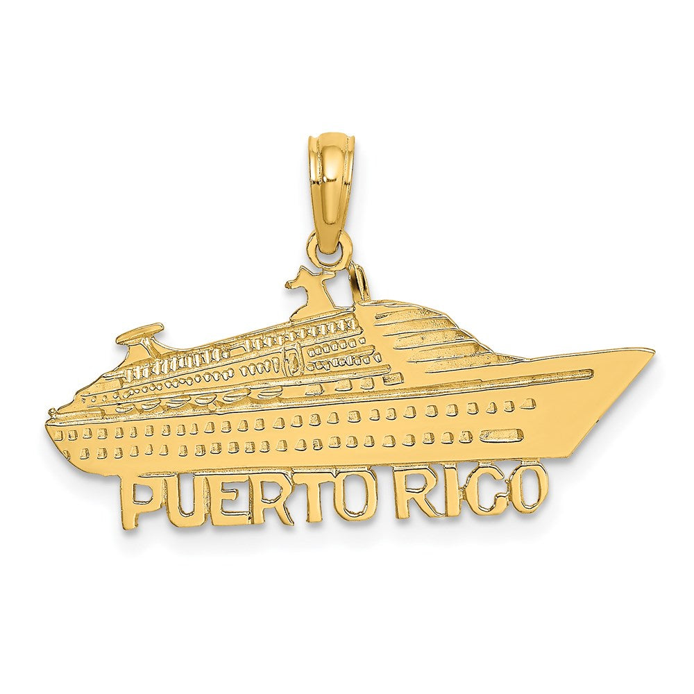 14k Yellow Gold 30.4 mm Polished PUERTO RICO Cruise Ship Charm (1.59 grams)