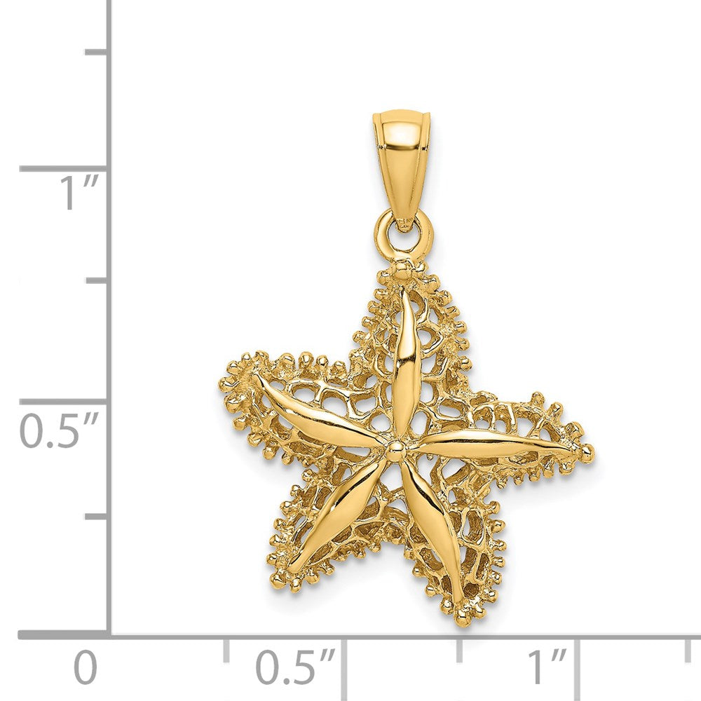 14k Yellow Gold 21.5 mm Starfish Filigree Charm (2.6 grams)