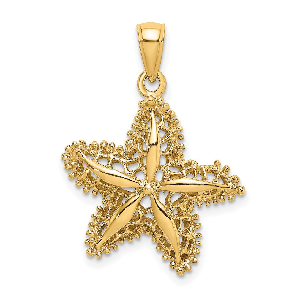 14k Yellow Gold 21.5 mm Starfish Filigree Charm (2.6 grams)