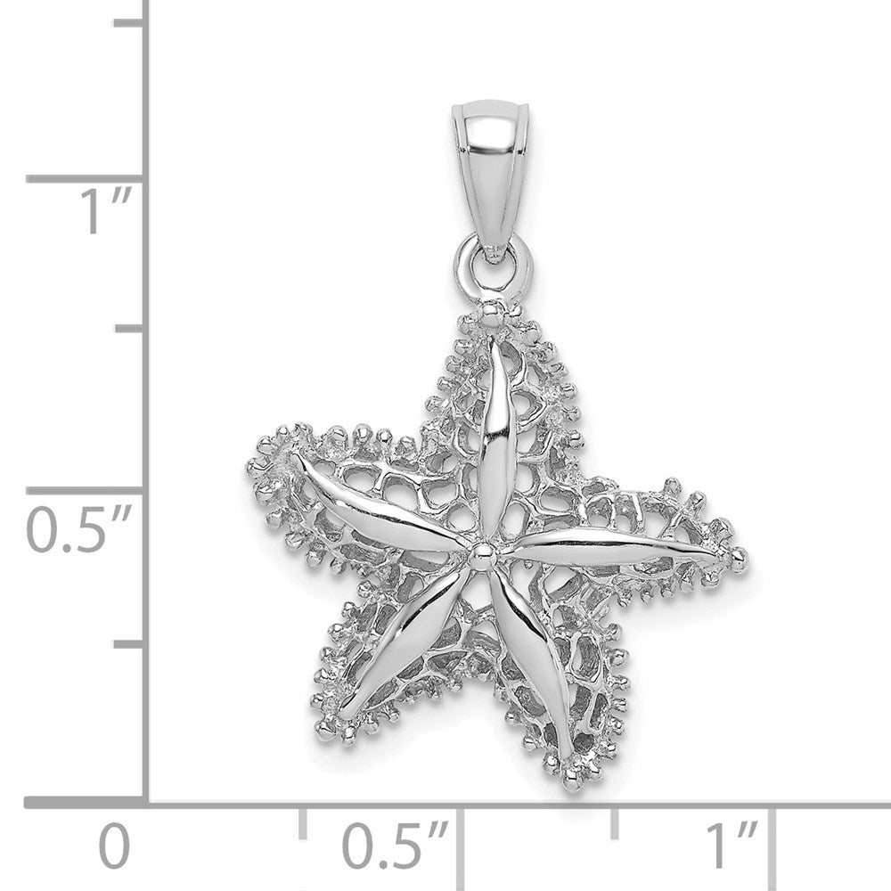 14k White Gold 21.5 mm  Starfish Filigree Charm (2.21 grams)