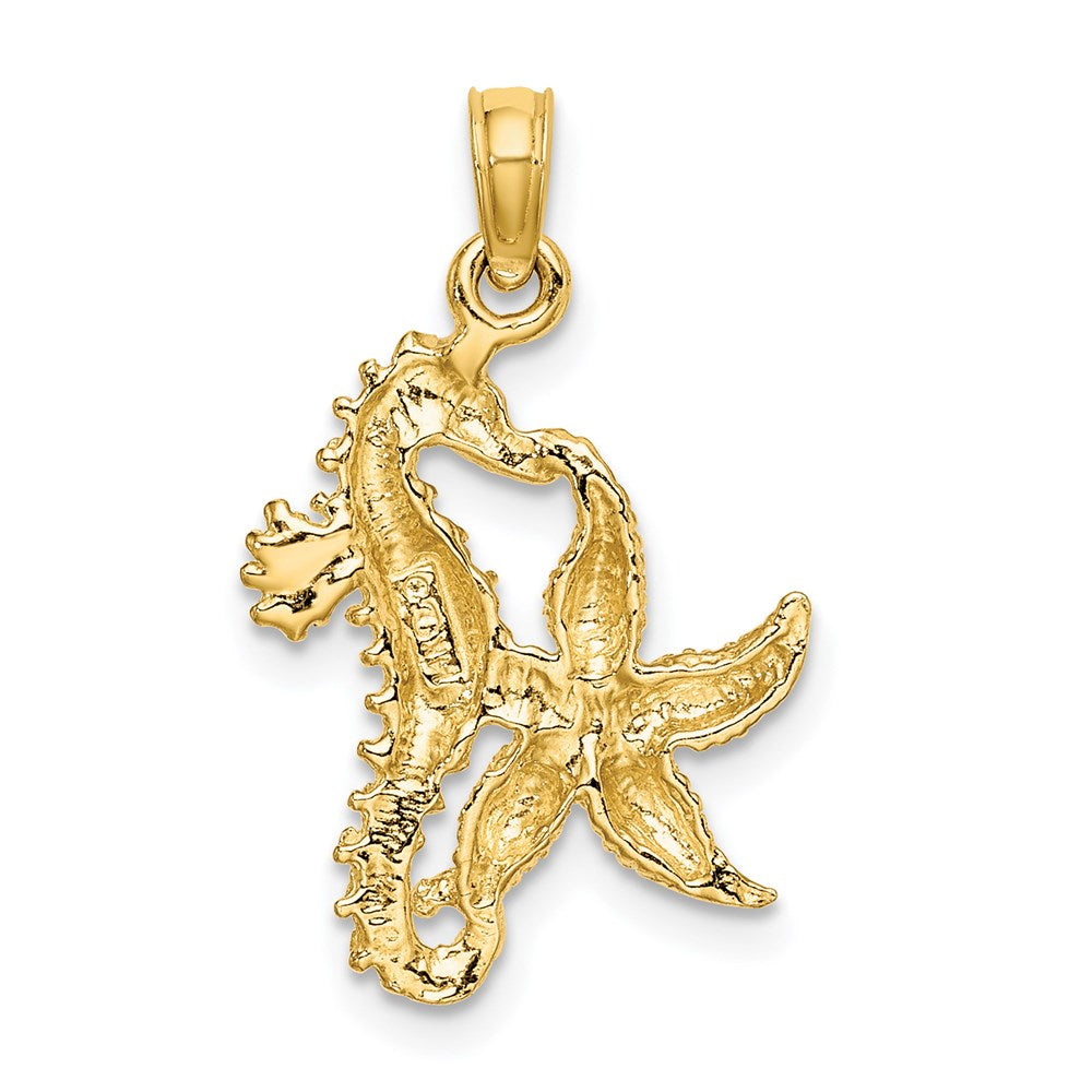 14k Yellow Gold 14.7 mm Starfish and Seahorse Charm (1.36 grams)
