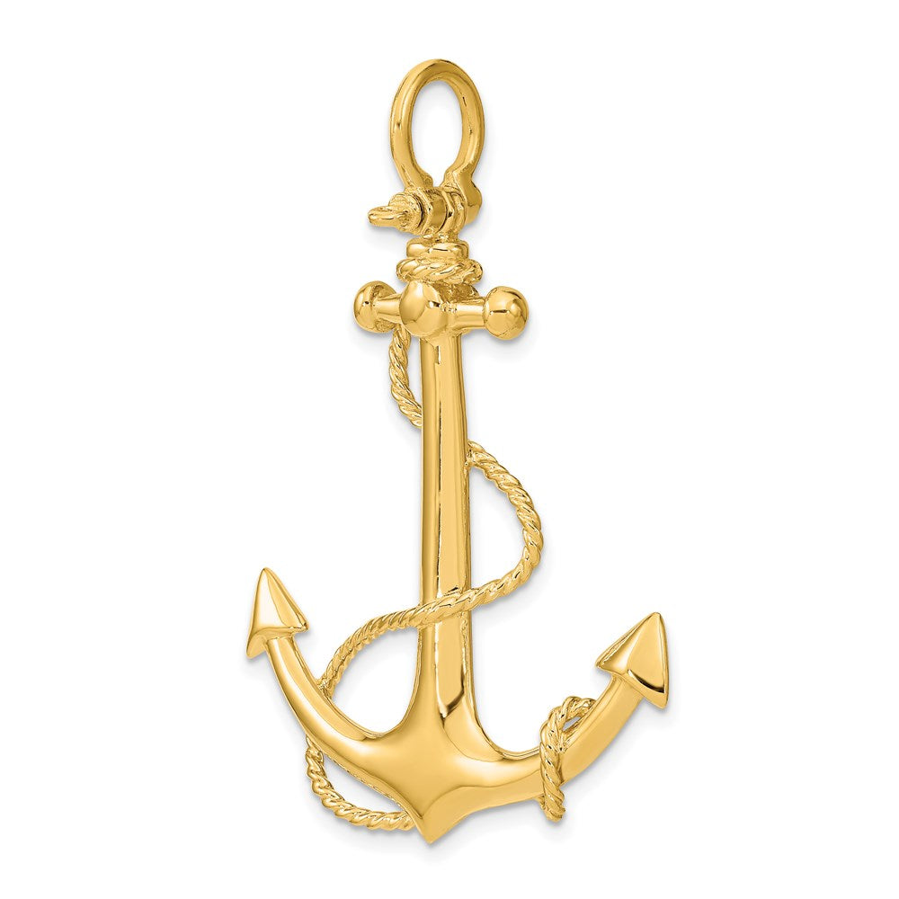 14k Yellow Gold 35.4 mm 3-D Large Anchor w/ Rope Charm (9.05 grams)