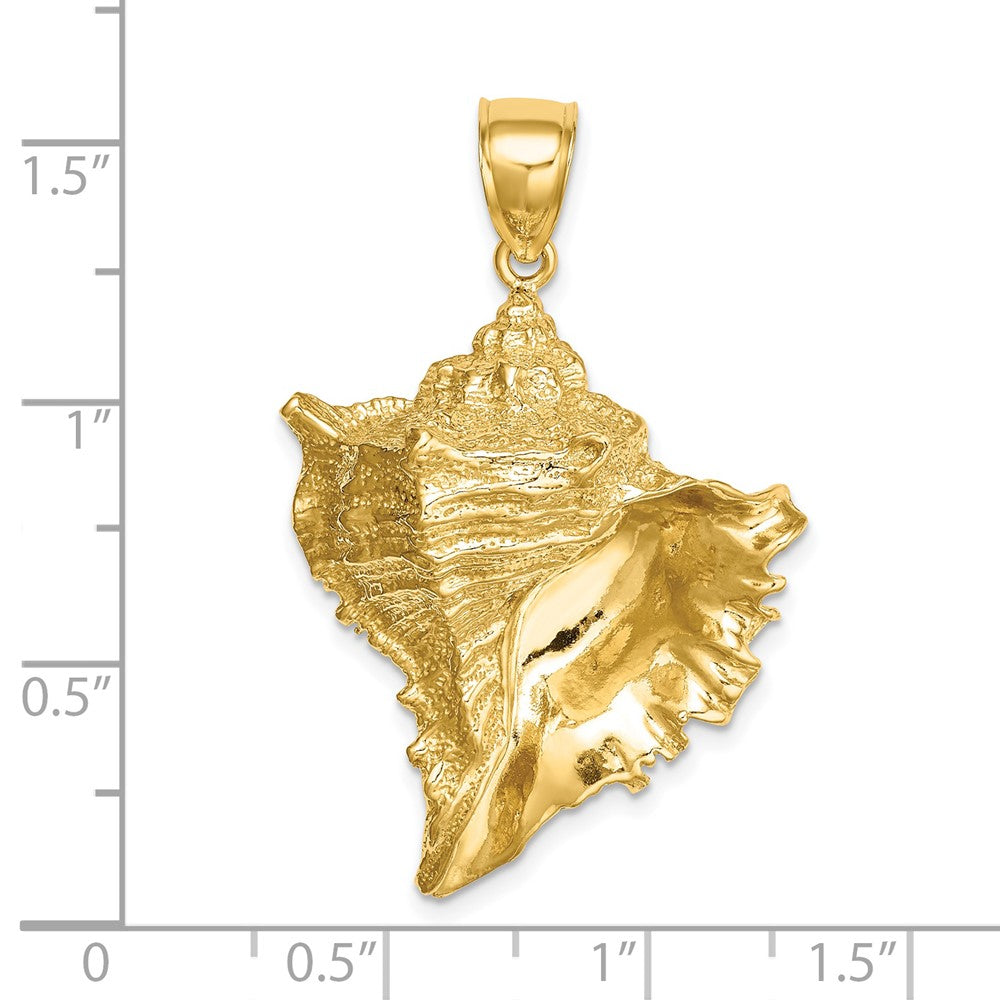 14k Yellow Gold 26.4 mm Texture 2-D Conch Shell Charm (10.94 grams)