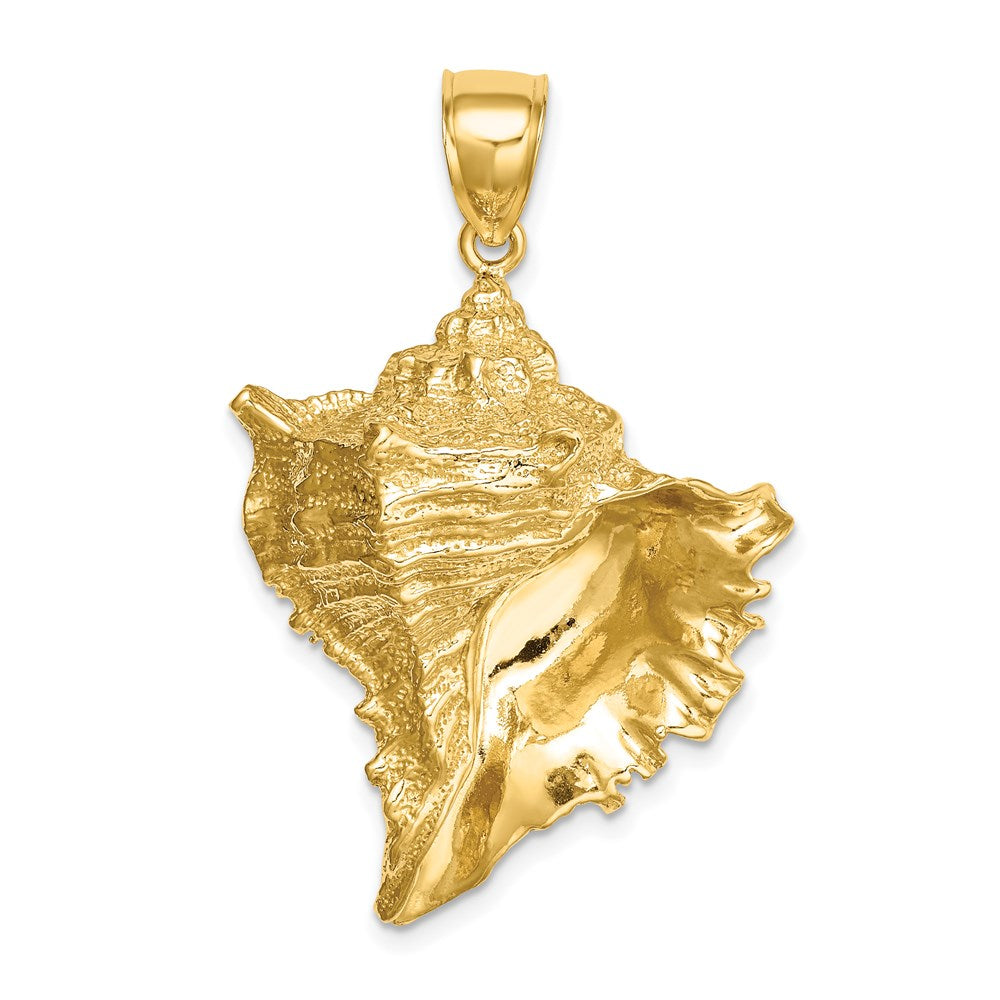 14k Yellow Gold 26.4 mm Texture 2-D Conch Shell Charm (10.94 grams)