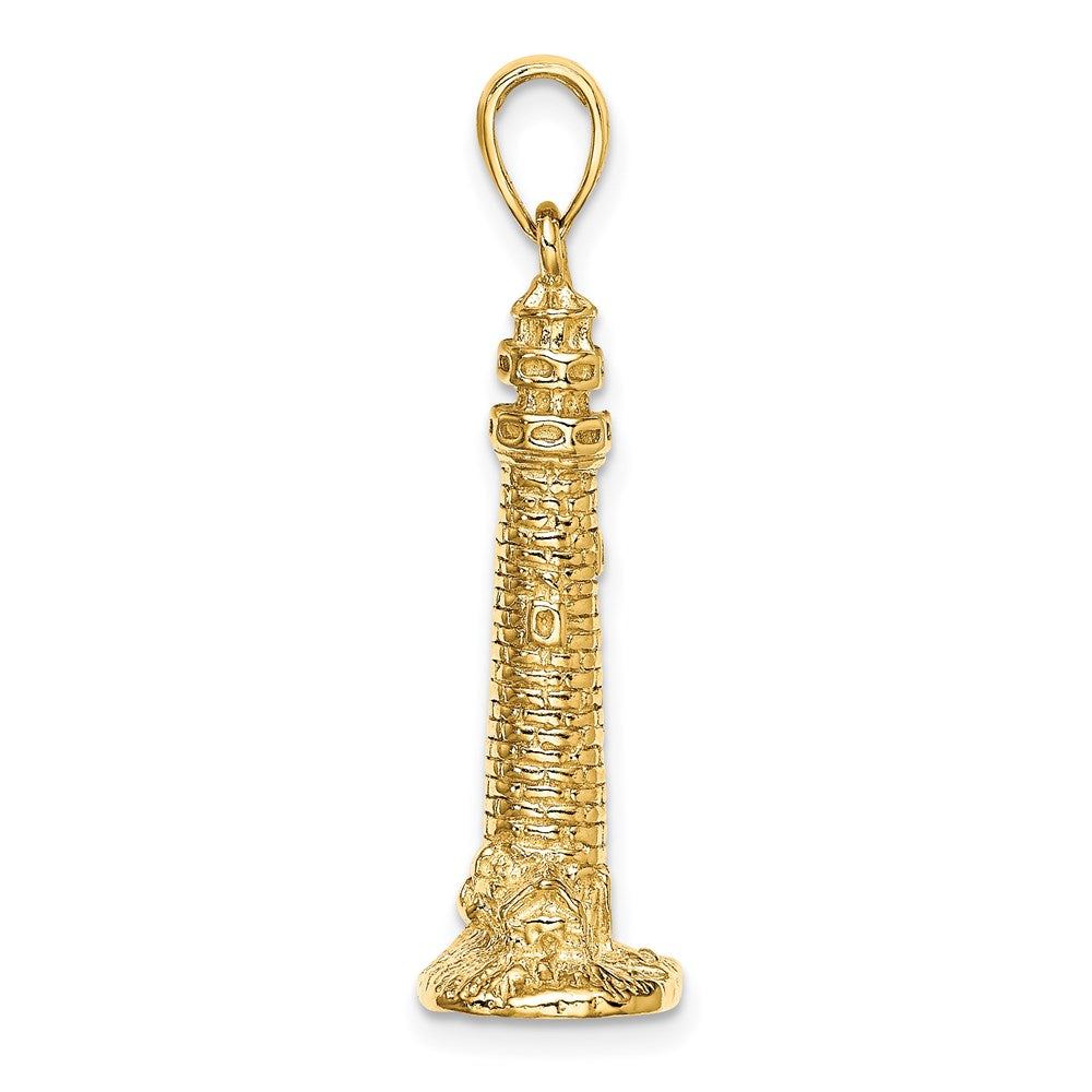 14k Yellow Gold 13.35 mm 3D CAPE MAY NJ Lighthouse Charm (5.14 grams)