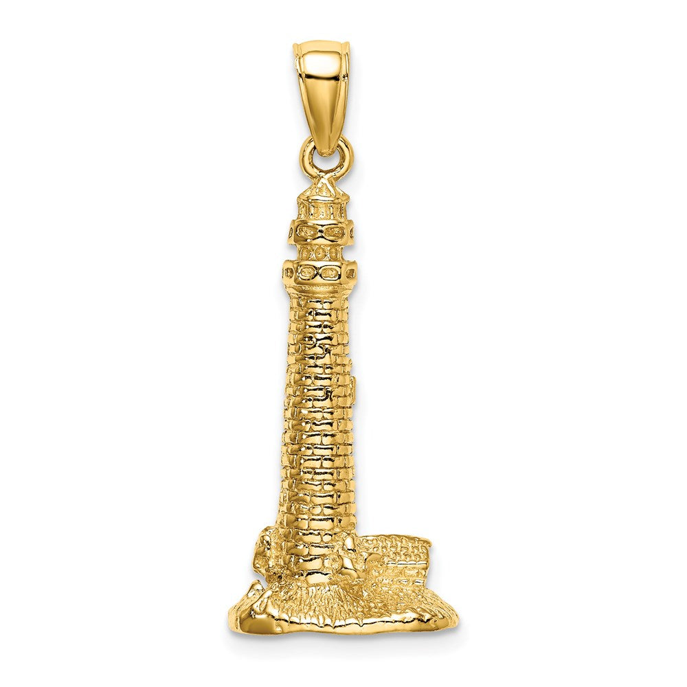 14k Yellow Gold 13.35 mm 3D CAPE MAY NJ Lighthouse Charm (5.14 grams)