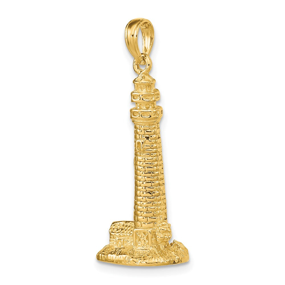 14k Yellow Gold 13.35 mm 3D CAPE MAY NJ Lighthouse Charm (5.14 grams)