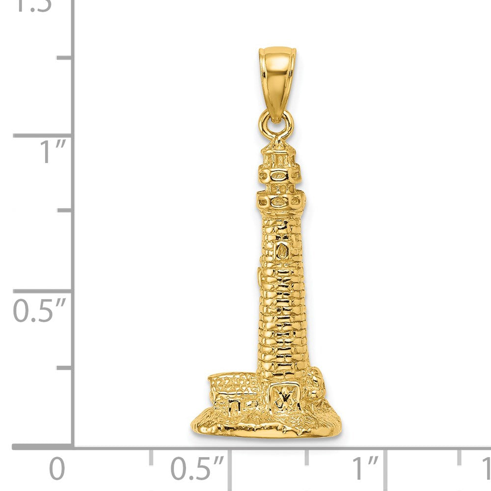 14k Yellow Gold 13.35 mm 3D CAPE MAY NJ Lighthouse Charm (5.14 grams)