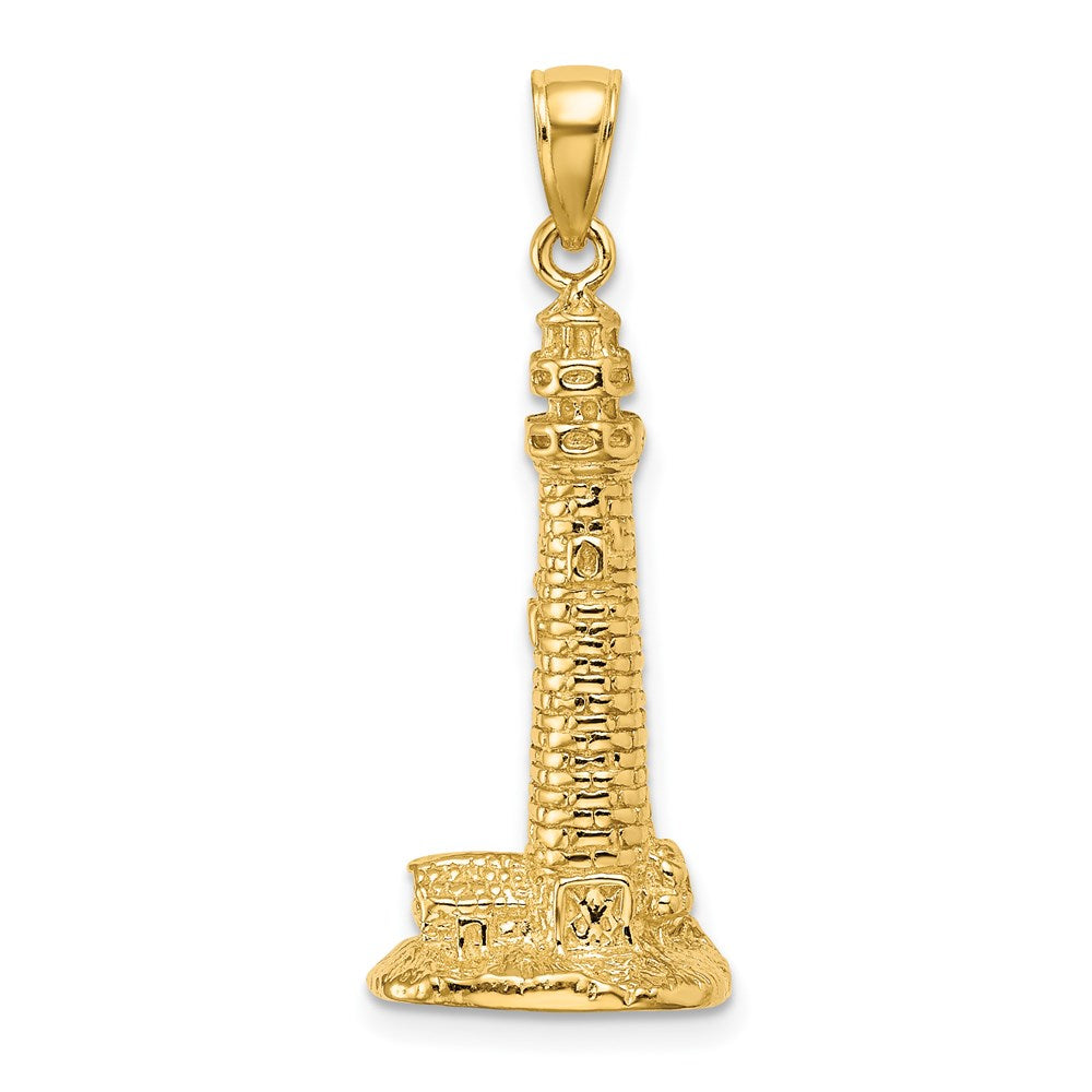 14k Yellow Gold 13.35 mm 3D CAPE MAY NJ Lighthouse Charm (5.14 grams)