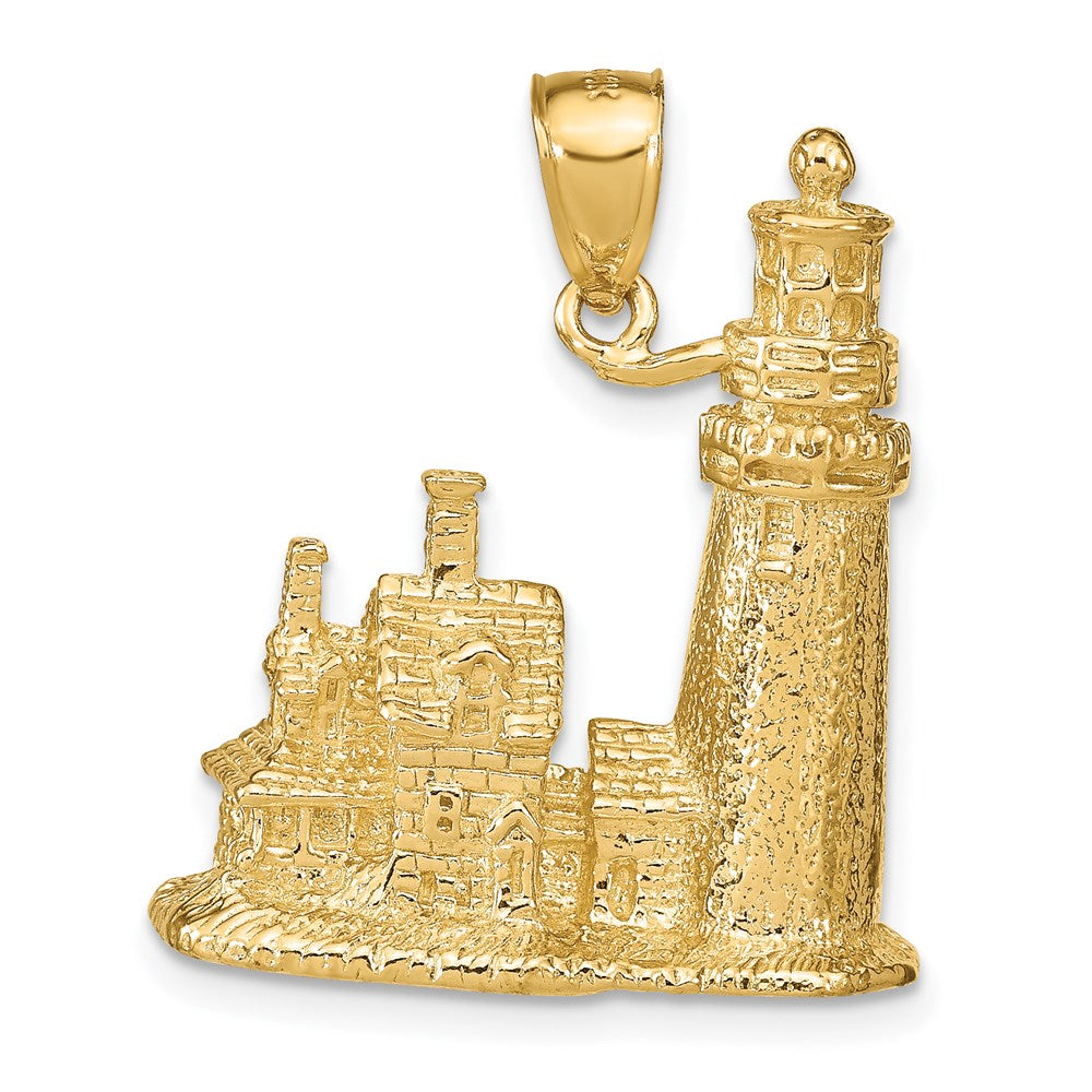 14k Yellow Gold 23 mm 3D Cape Cod Lighthouse Pendant (11.22 grams)