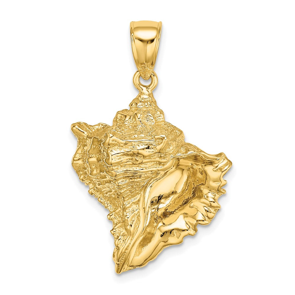 14k Yellow Gold 24.25 mm Textured Conch Shell Charm (6.18 grams)