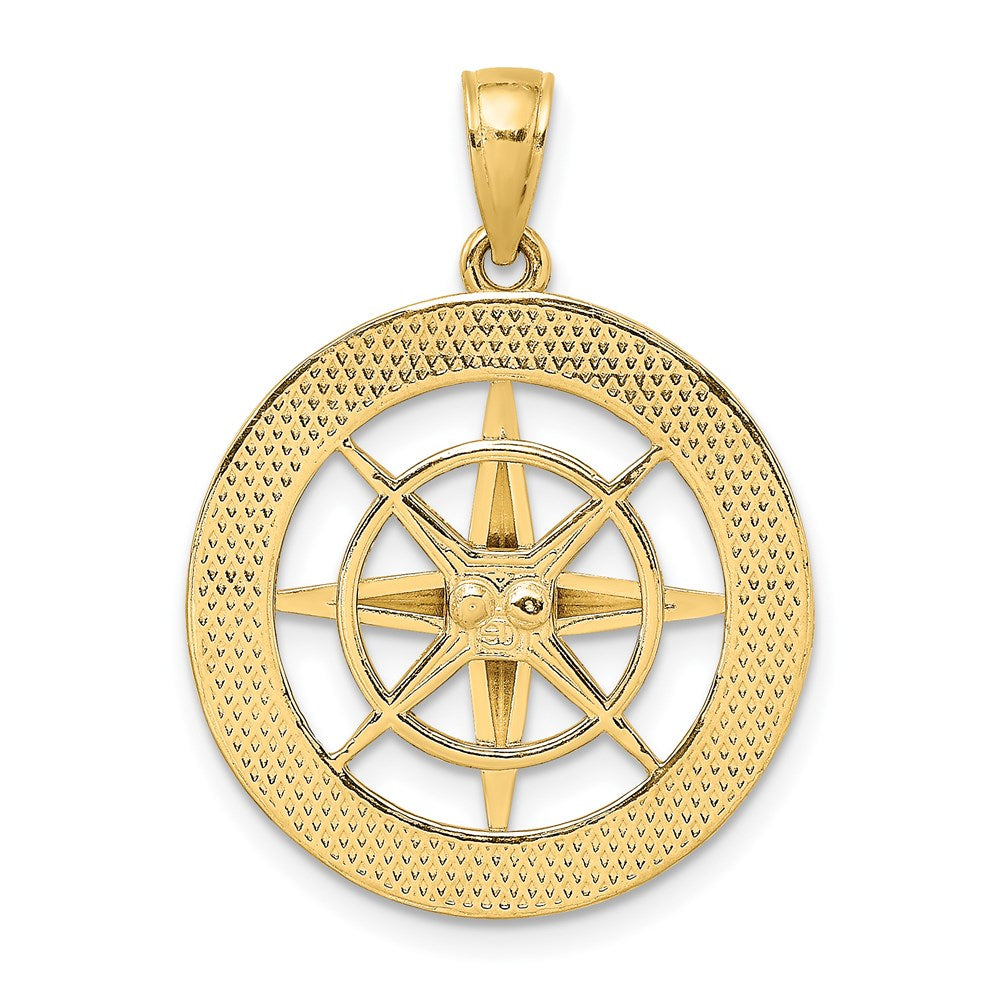 14k Yellow Gold 21.78 mm Nautical Compass Charm (4.04 grams)