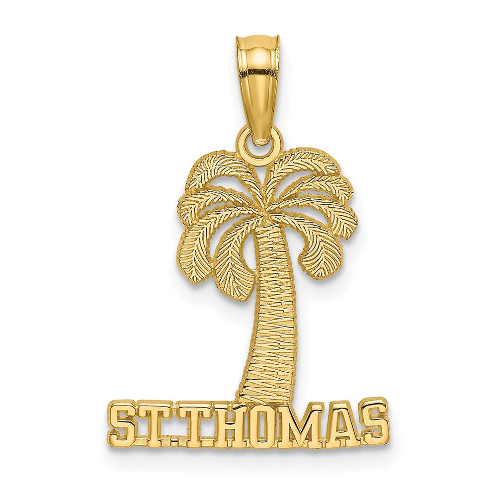 14k Yellow Gold 15 mm ST. THOMAS Under Palm Tree Charm (0.82 grams)