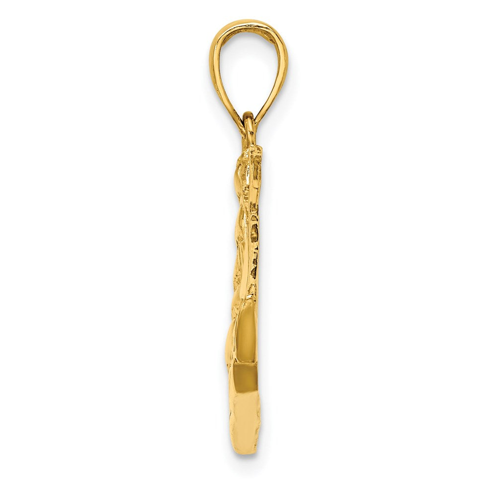 14k Yellow Gold 26.05 mm 2-D Polished Sailing Ship Charm (3.3 grams)