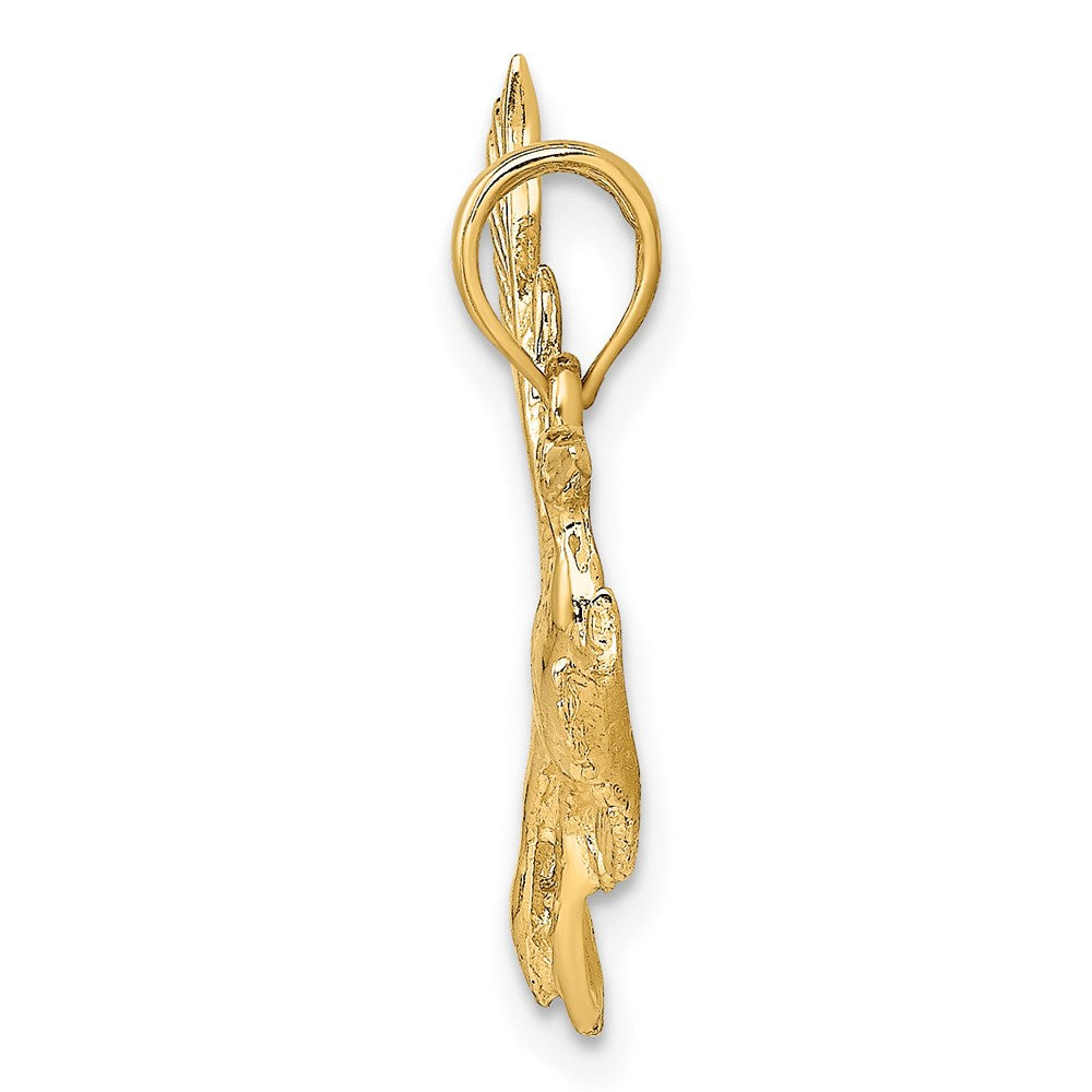 14k Yellow Gold 29.3 mm Flying Heron Bird Charm (2.82 grams)