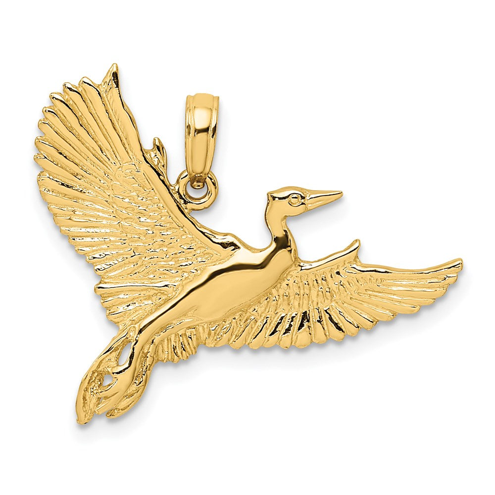 14k Yellow Gold 29.3 mm Flying Heron Bird Charm (2.82 grams)