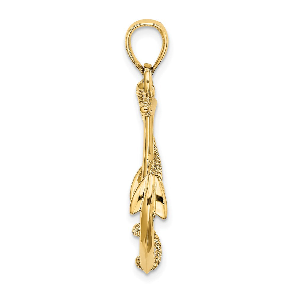 14k Yellow Gold 19.3 mm 3-D Polished and Textured Anchor w/Rope Charm (2.85 grams)