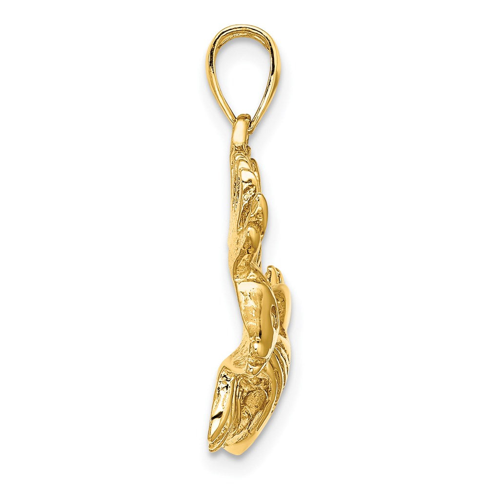 14k Yellow Gold 28.35 mm 2-D Polished /Textured Lion Fish Charm (5.26 grams)