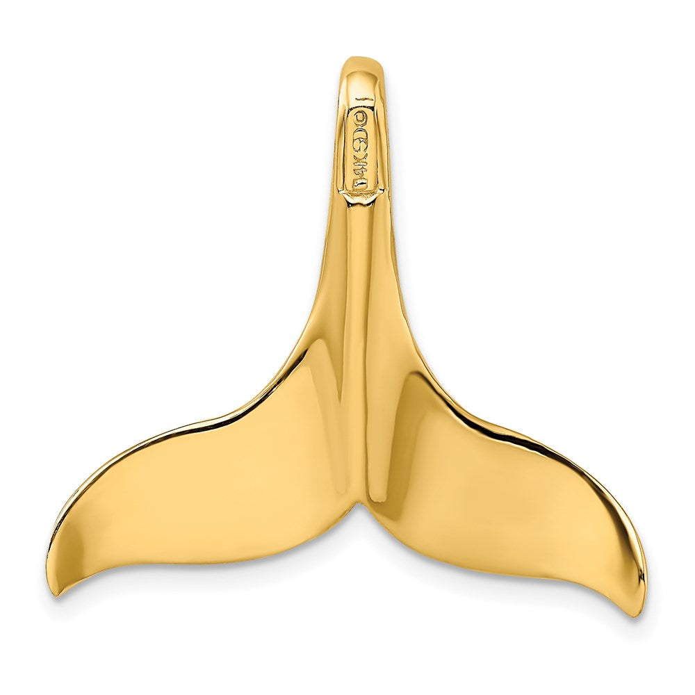 14k Yellow Gold 30.8 mm 3-D Polished W/ Hidden Bail Whale Tail Charm (5.54 grams)