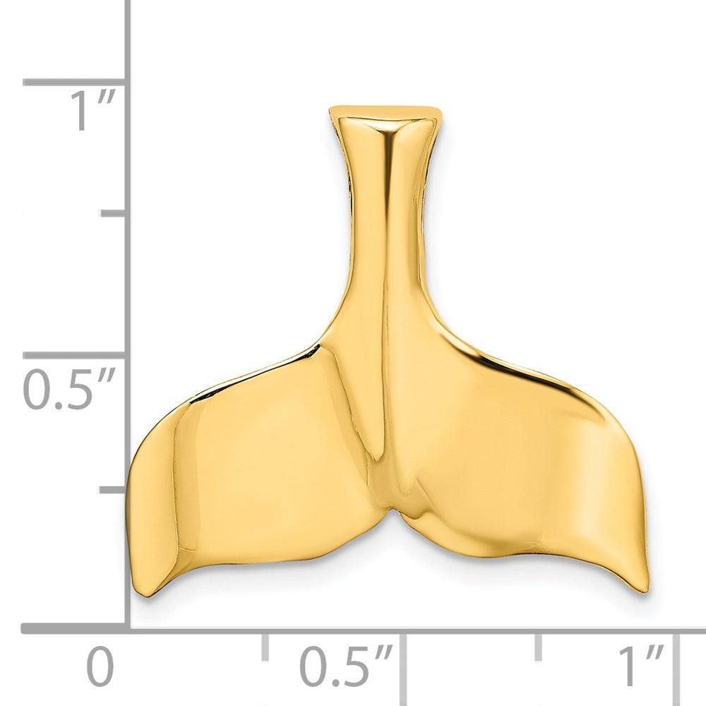 14k Yellow Gold 23.6 mm 3-D Polished Whale Tail Charm (2.82 grams)