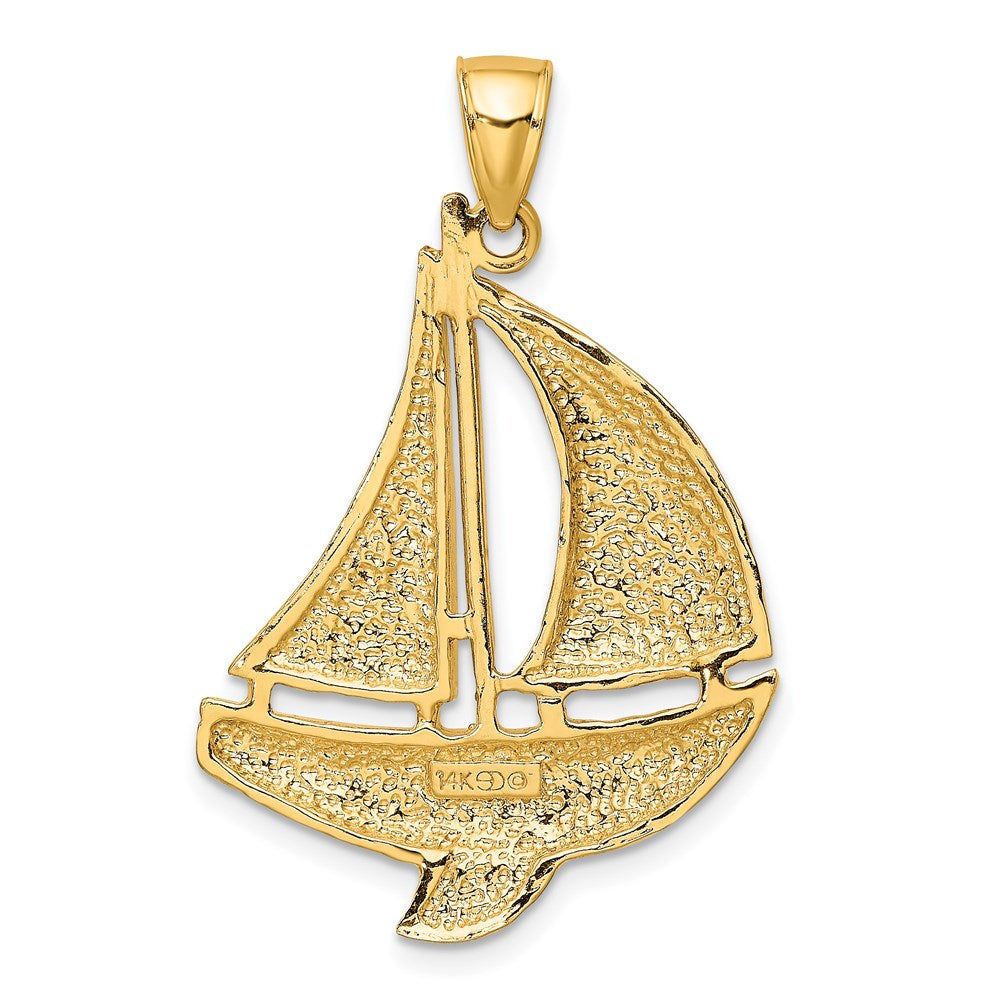 14k Yellow Gold 24.9 mm 2-D Polished Sailboat Charm (4.57 grams)