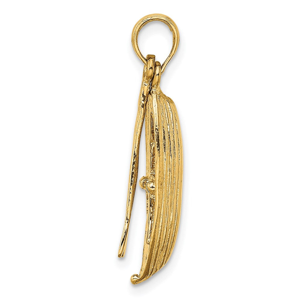 14k Yellow Gold 4.65 mm 3-D Boat W/Dangling Oars Charm (2.53 grams)