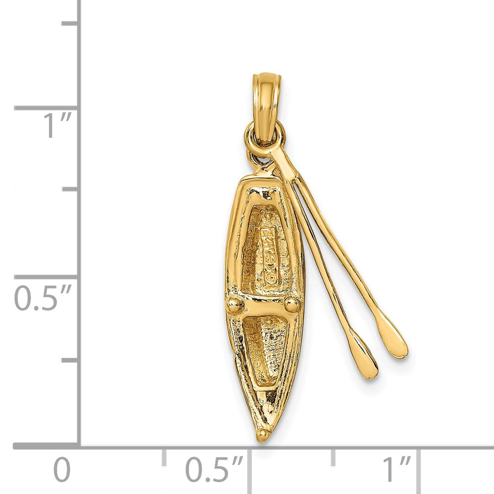 14k Yellow Gold 4.65 mm 3-D Boat W/Dangling Oars Charm (2.53 grams)