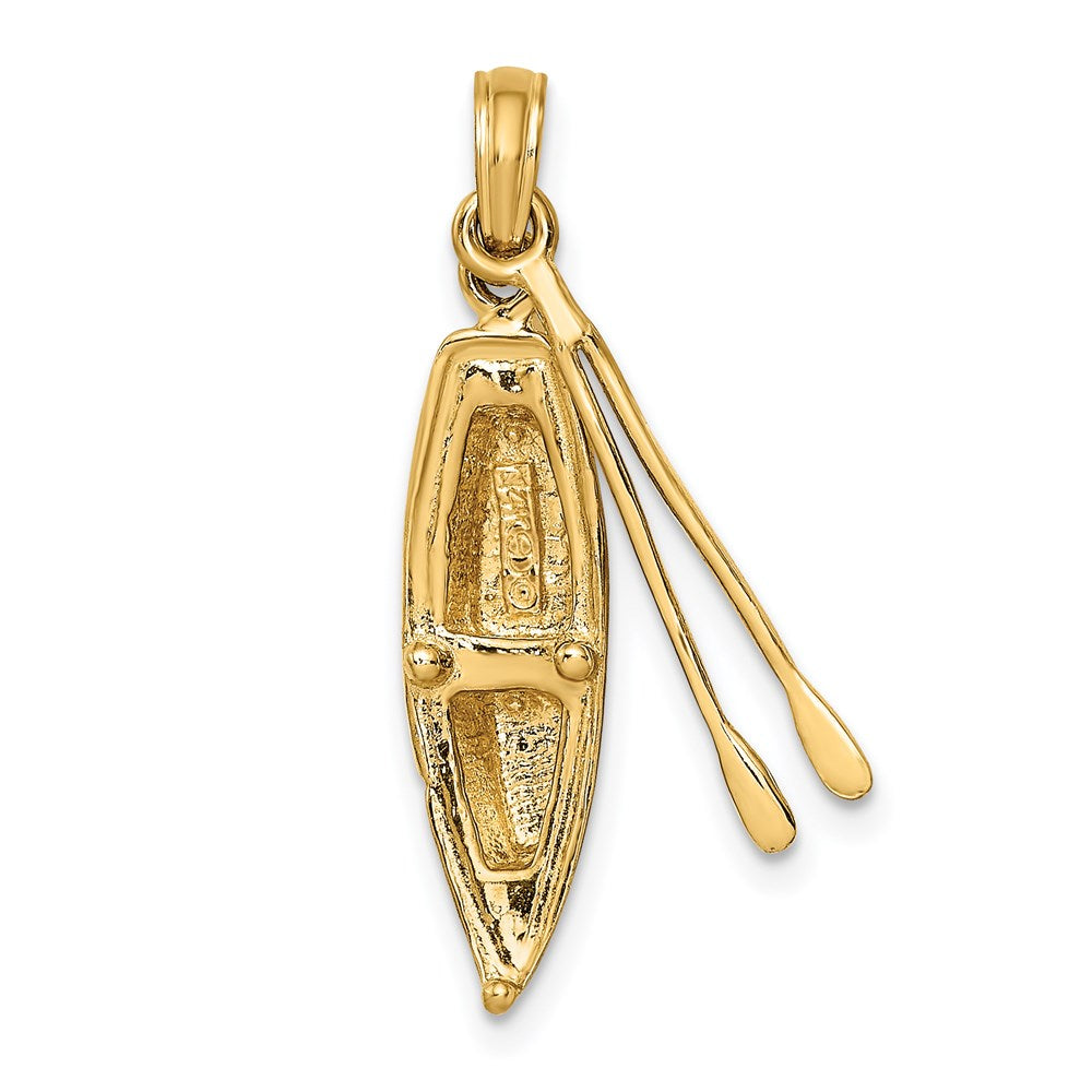 14k Yellow Gold 4.65 mm 3-D Boat W/Dangling Oars Charm (2.53 grams)