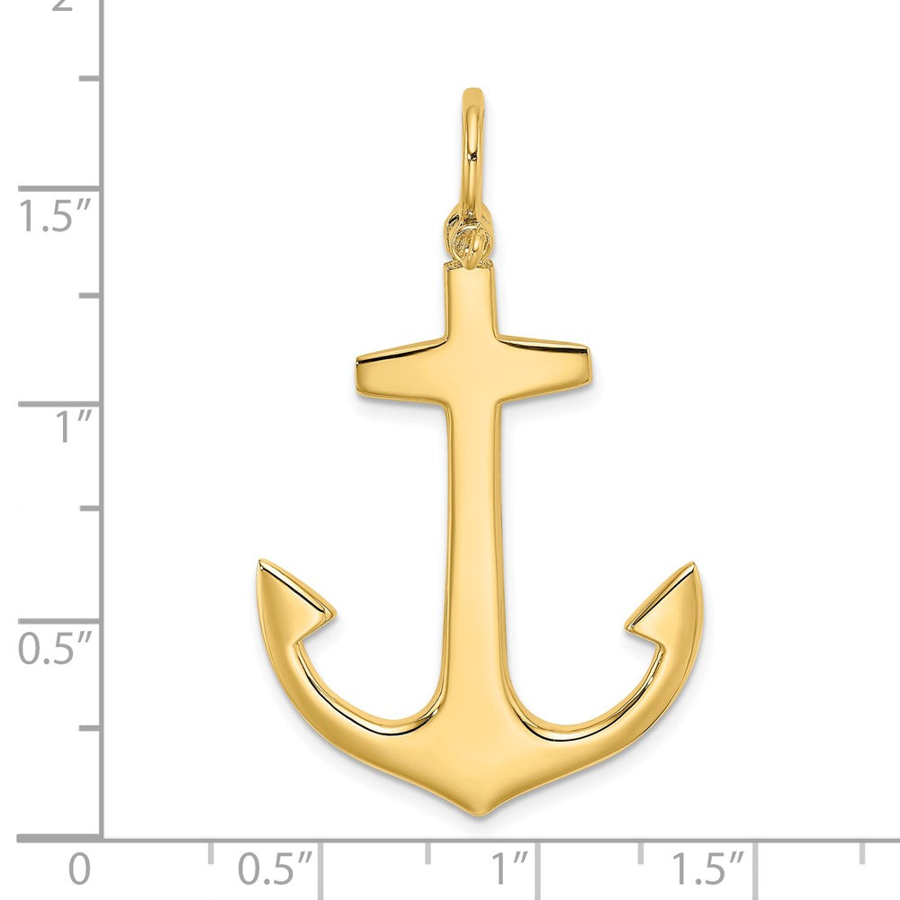 14k Yellow Gold 27.65 mm 3-D Polished Large Anchor Charm (6.7 grams)