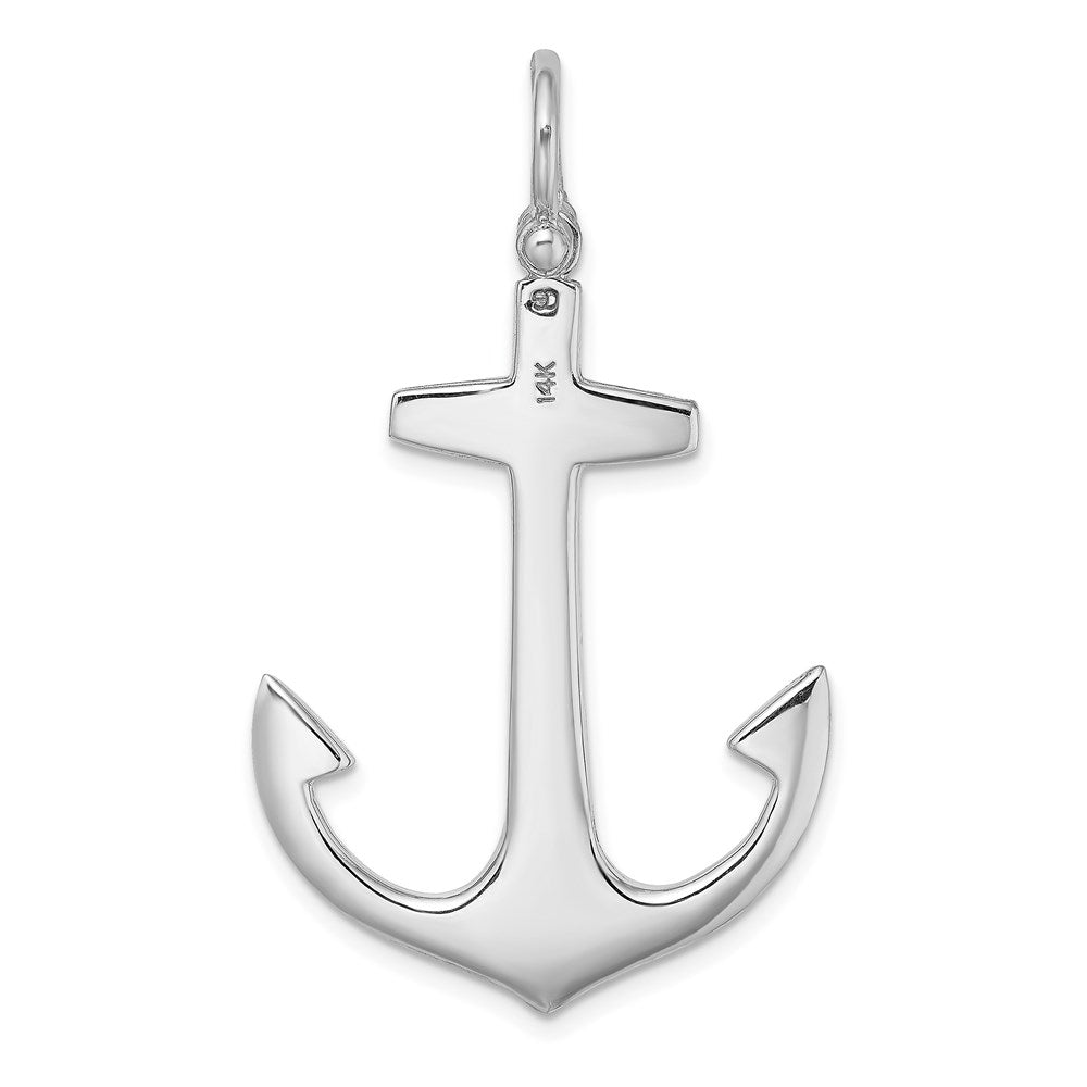 14k White Gold 27.45 mm  3-D Polished Large Anchor Charm (6.9 grams)
