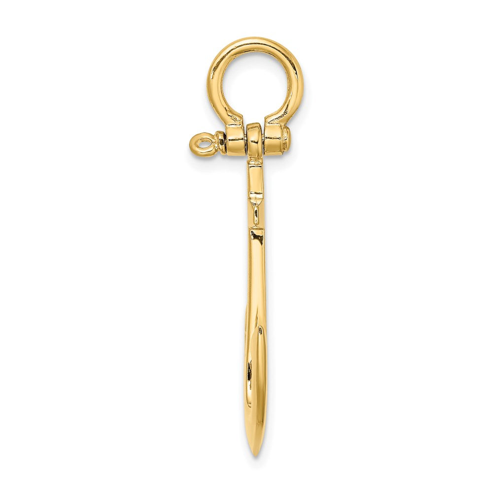 14k Yellow Gold 19.75 mm 3-D Polished Anchor Charm (3.24 grams)