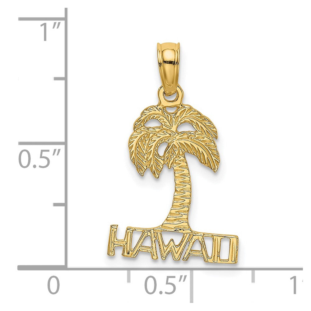 14k Yellow Gold 12.4 mm HAWAII Palm Tree Charm (0.72 grams)