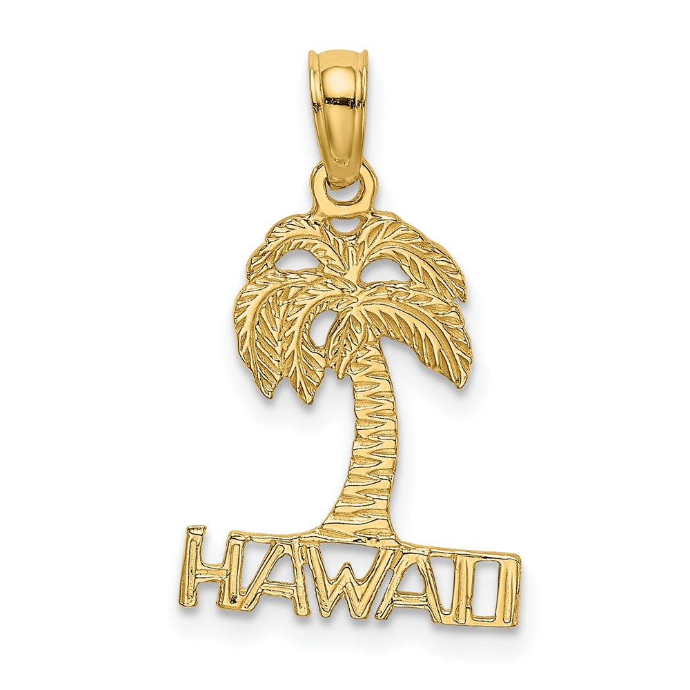 14k Yellow Gold 12.4 mm HAWAII Palm Tree Charm (0.72 grams)