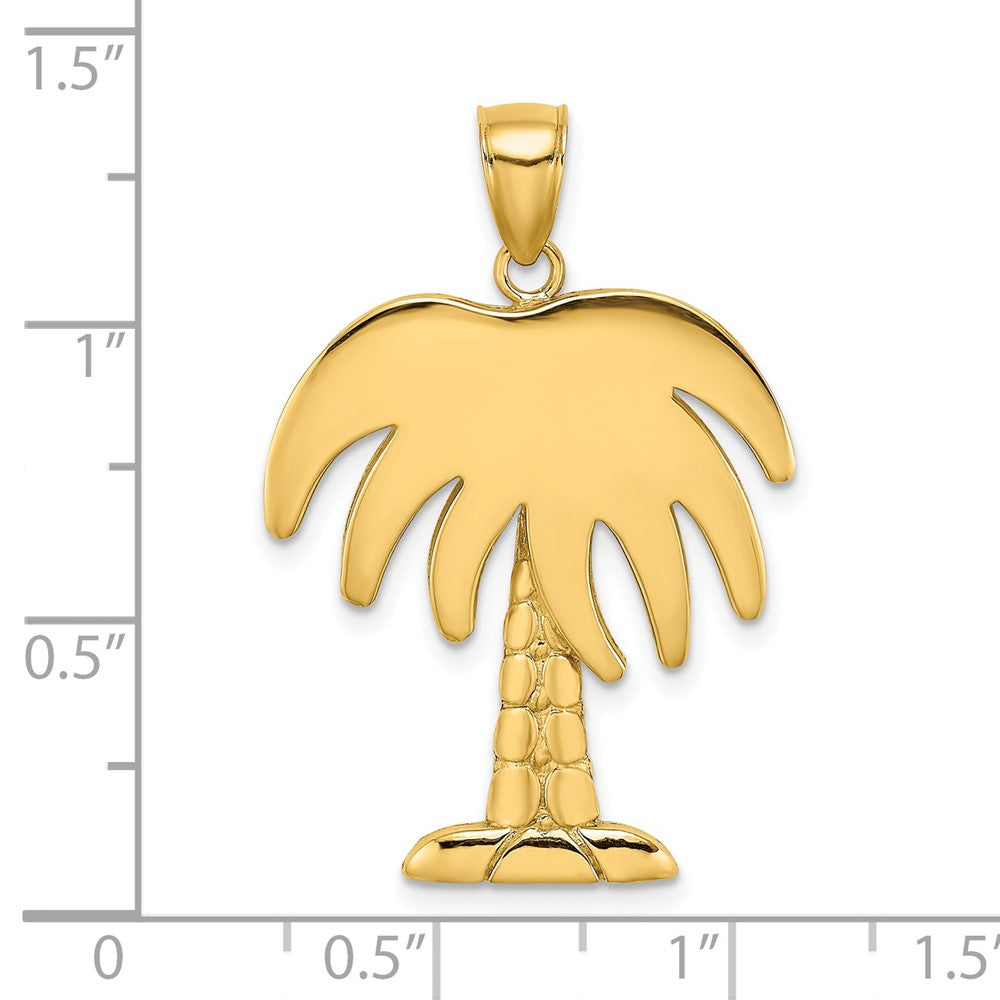 14k Yellow Gold 23.87 mm Large Charleston Palm Tree Charm (3.58 grams)