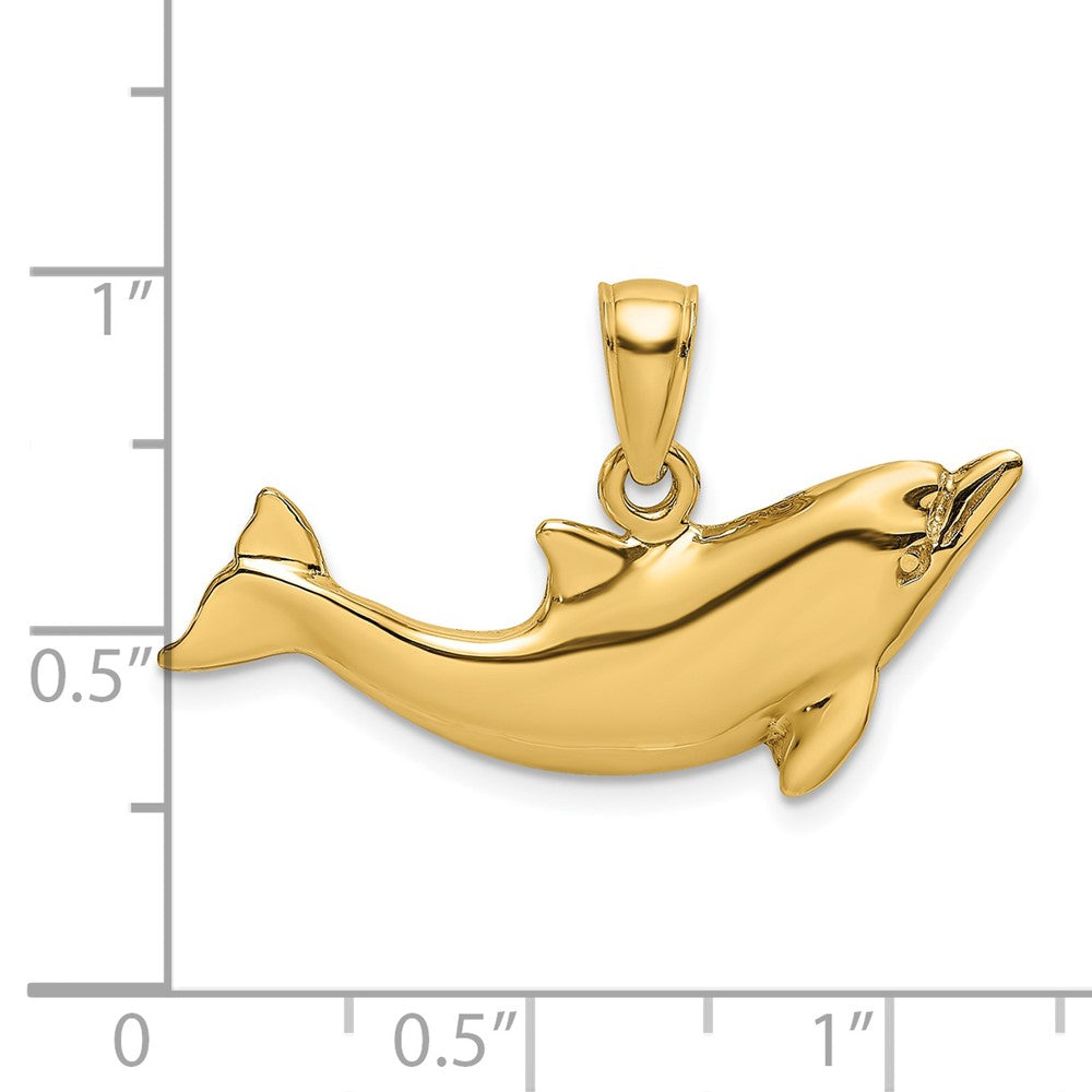 14k Yellow Gold 27.8 mm Polished Dolphin Charm (2.86 grams)