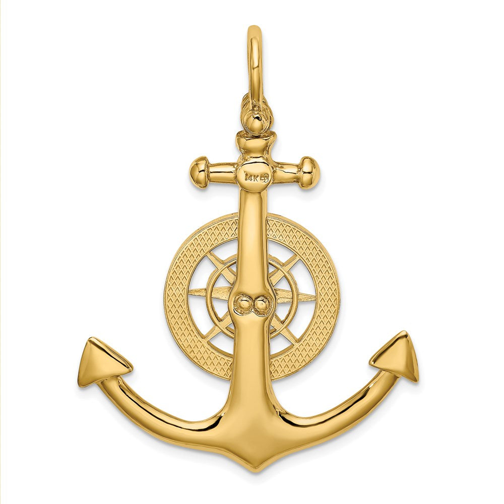 14k Yellow Gold 34.1 mm Large Anchor w/ Nautical Compass Charm (8.22 grams)