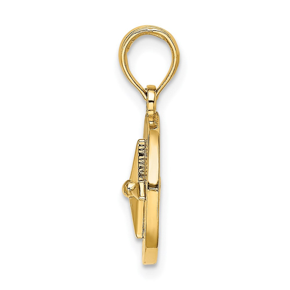 14k Yellow Gold 12.9 mm Mini Nautical Compass Charm (1.81 grams)