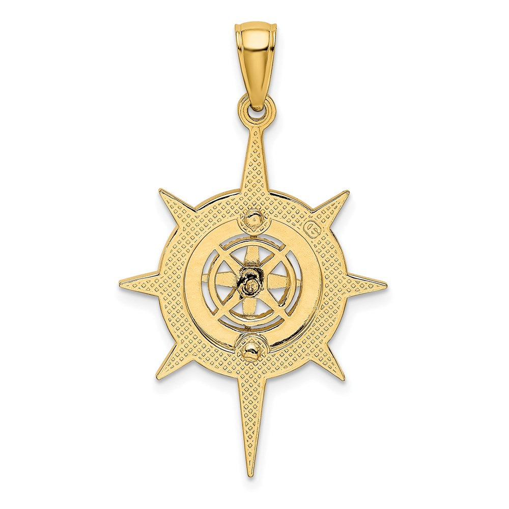 14k Yellow Gold 21.3 mm Star Frame w/ Nautical Compass Center Charm