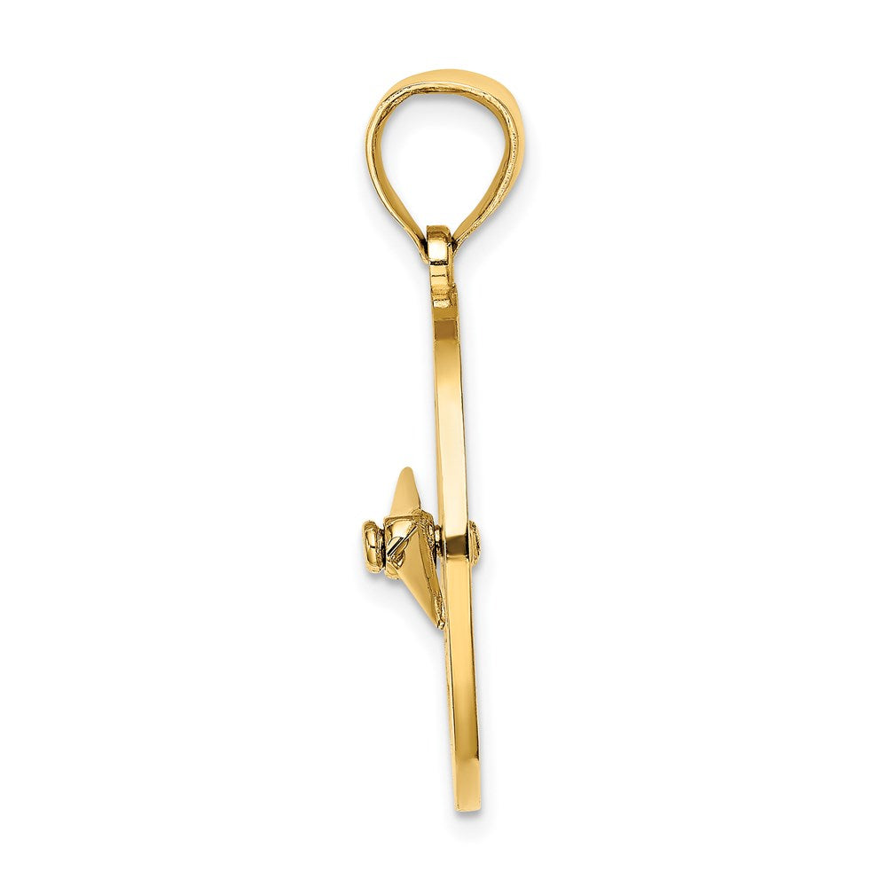 14k Yellow Gold 21.6 mm Nautical Compass with Moveable Needle Charm (4.15 grams)