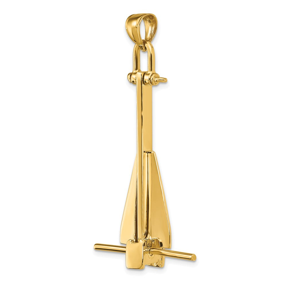 14k Yellow Gold 31.96 mm 3-D Moveable Danforth Anchor Charm (10.13 grams)