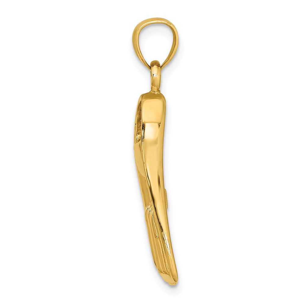 14k Yellow Gold 11 mm 3-D Scuba Flipper Charm (3.02 grams)