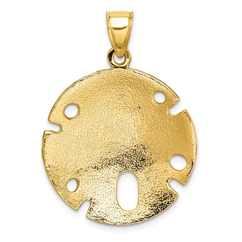 14k Yellow Gold 27.5 mm Polished and Textured Large Sand Dallar Charm (8.86 grams)