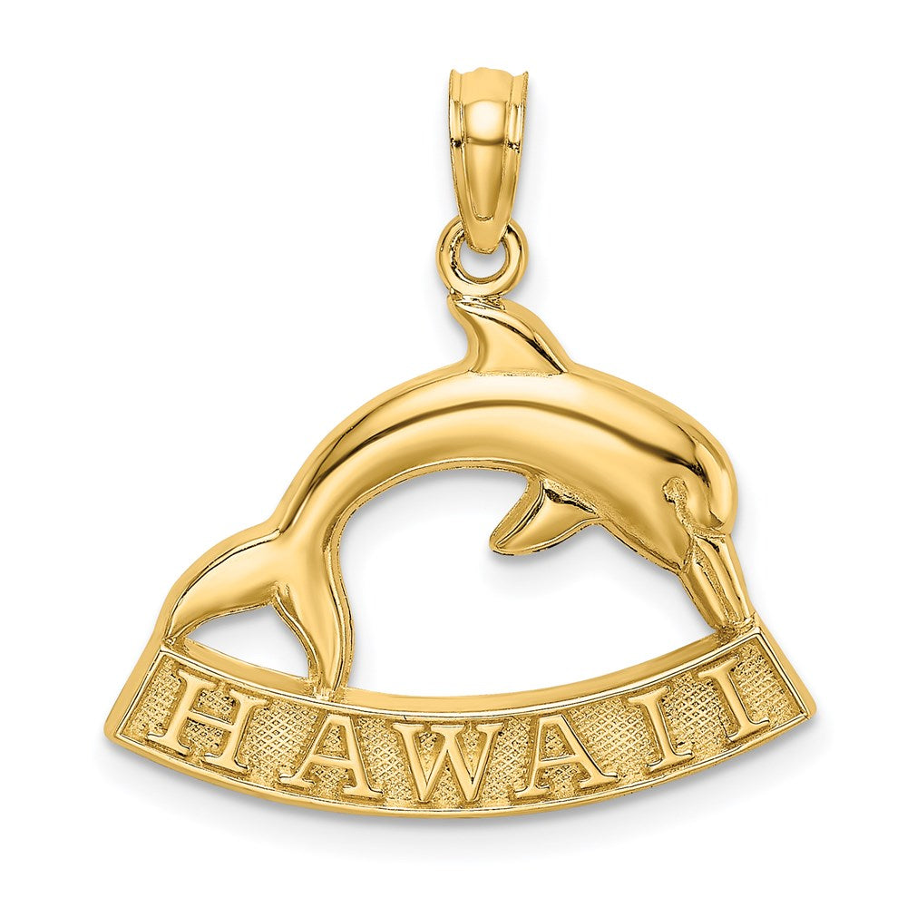 14k Yellow Gold 21.2 mm HAWAII Dolphin Charm (1.56 grams)