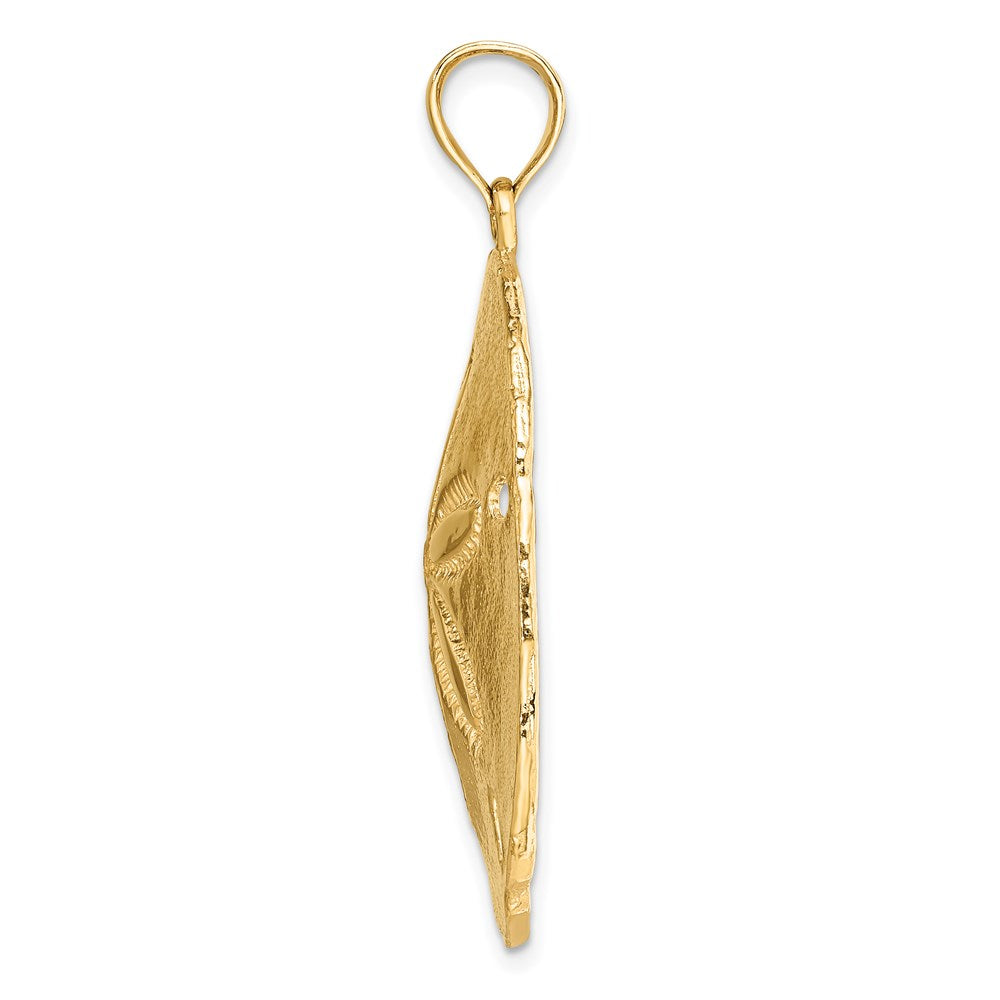 14k Yellow Gold 34.15 mm Polished Sand Dollar Charm (11.99 grams)
